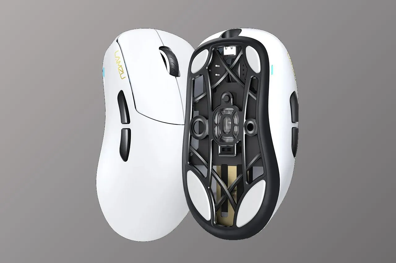Mặt trên và mặt dưới chuột gaming không dây Lamzu Thorn