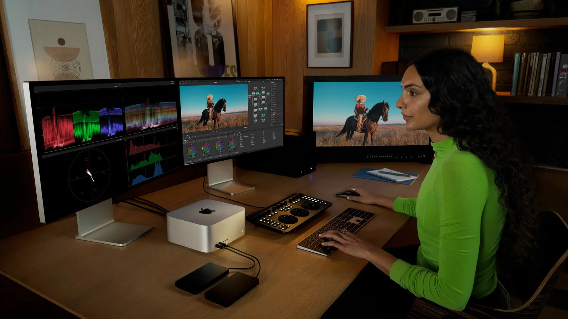 Máy tính Apple Mac Studio cùng màn hình Studio Display tạo thành bộ máy tính để bàn mạnh mẽ