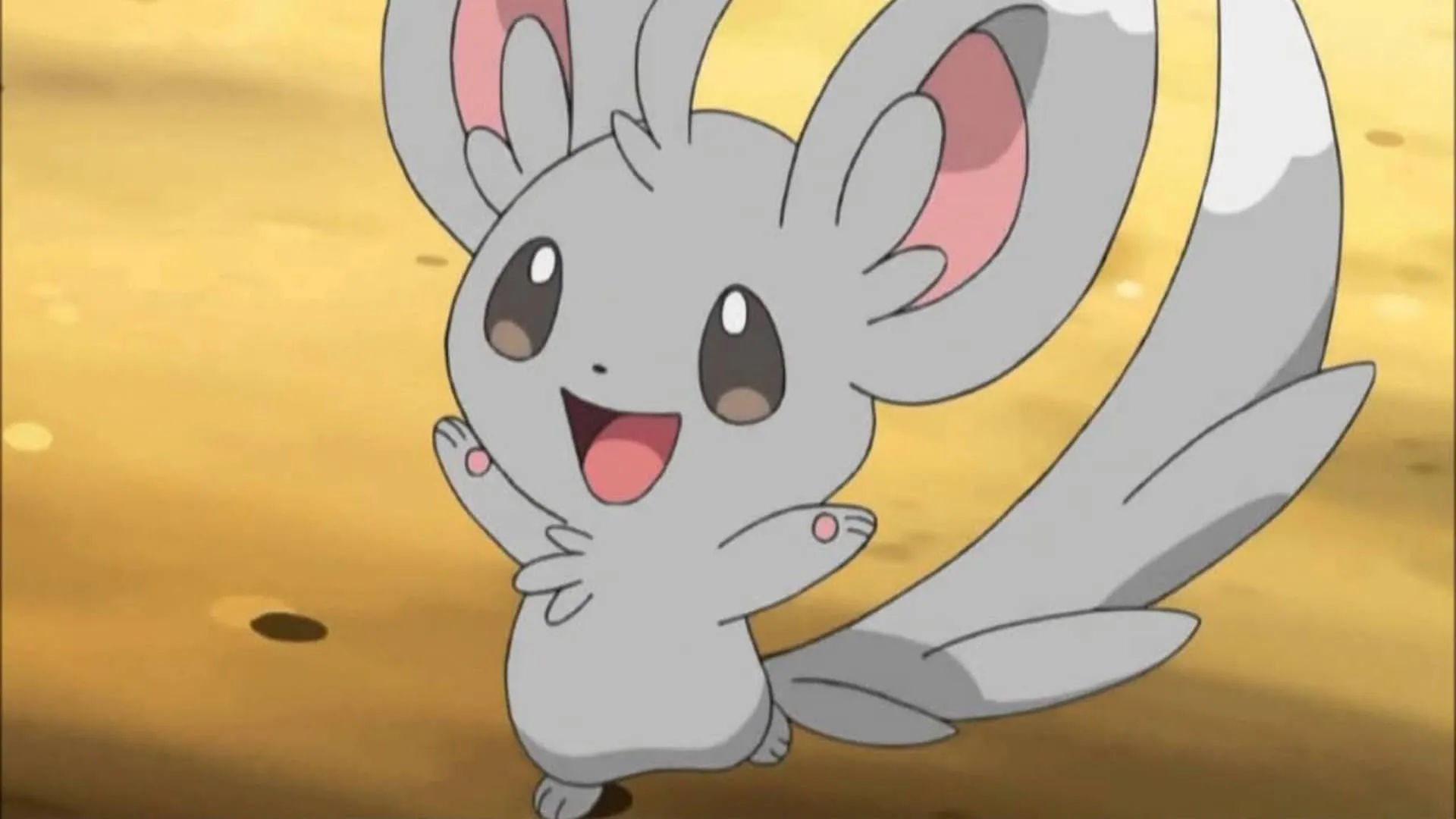Minccino dễ thương với bộ lông trắng mượt trong loạt phim hoạt hình Pokémon