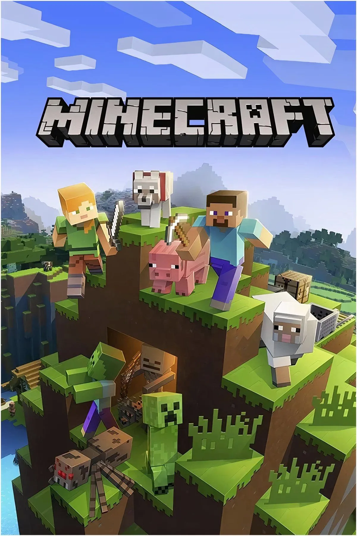 Một công trình nhà cửa phức tạp trong Minecraft được xây dựng từ nhiều loại khối