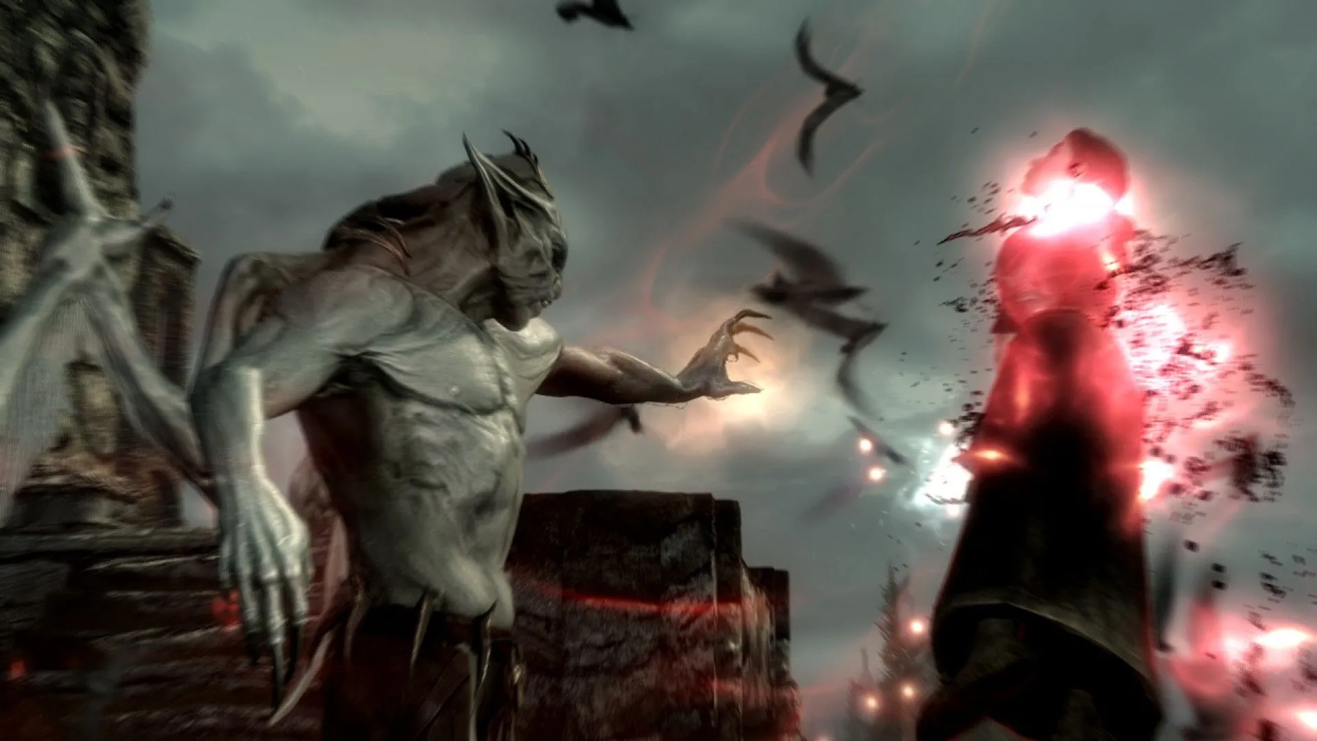 Một khung cảnh từ DLC Dawnguard của The Elder Scrolls V: Skyrim, thể hiện đồ họa và không gian game