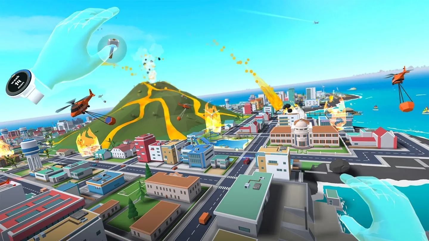 Một thành phố ảo được xây dựng trong game Little Cities VR với kiến trúc hoạt hình