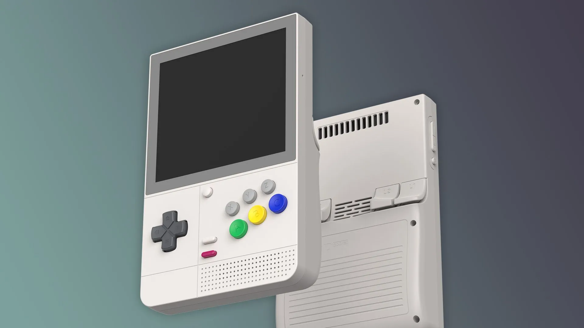 Một thiết bị chơi game cầm tay RetroID hiển thị trò chơi trên màn hình, minh họa khả năng của chip Qualcomm.