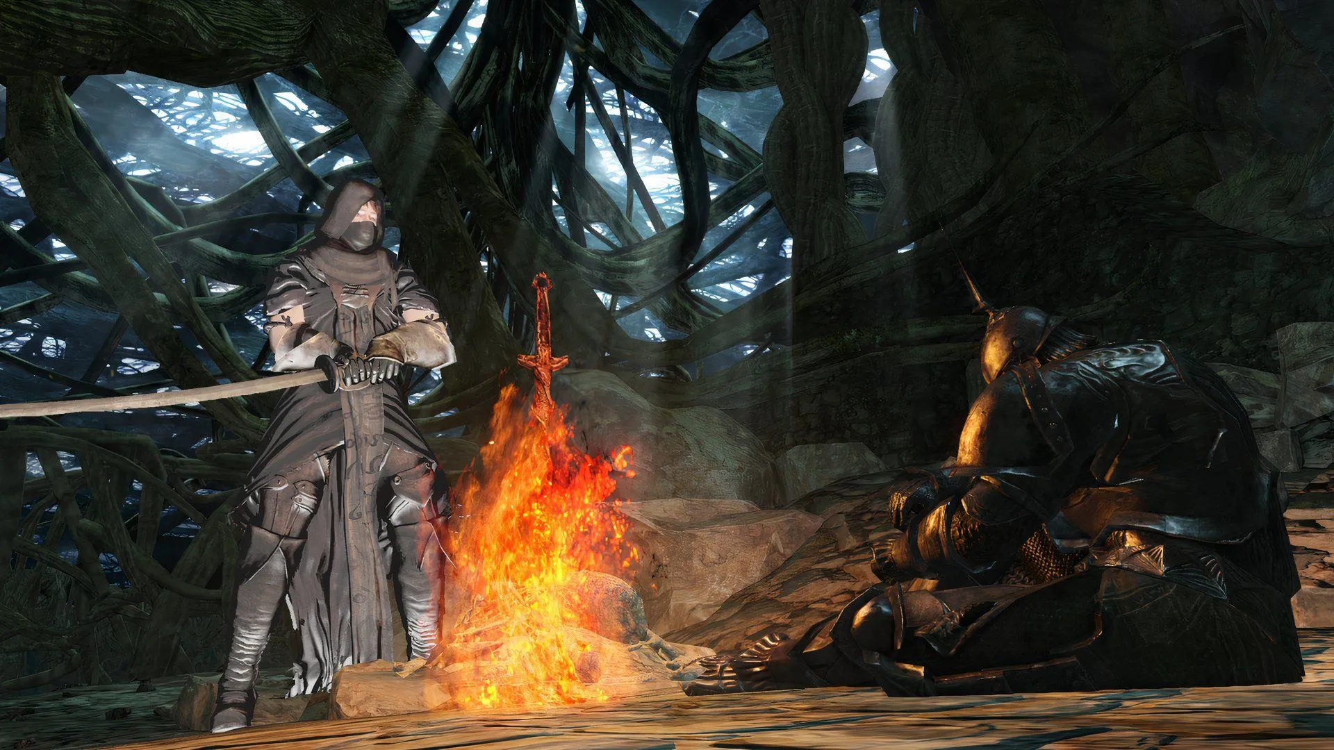 Nghỉ ngơi tại điểm Bonfire quen thuộc trong Dark Souls 2