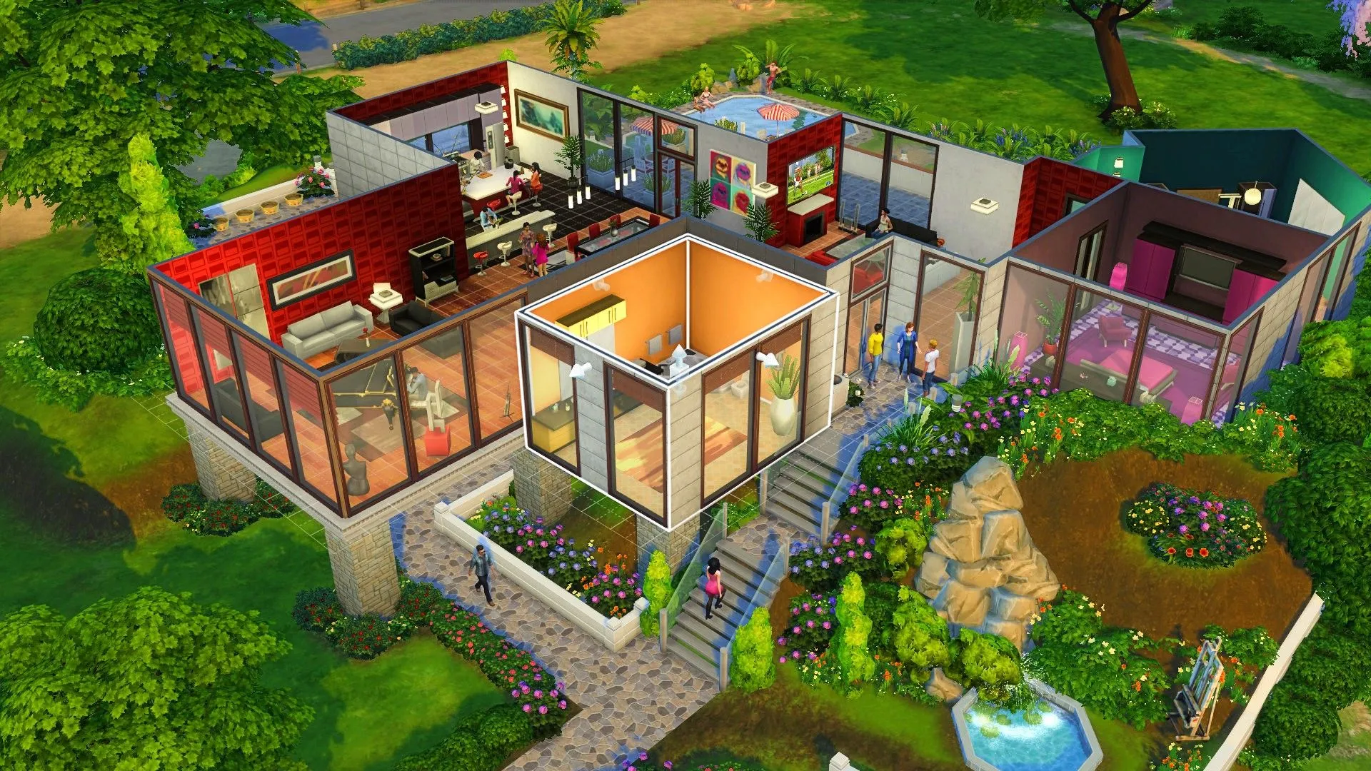 Ngôi nhà trong The Sims 4 đang được xây dựng ở chế độ chỉnh sửa, tượng trưng cho tiềm năng tạo dựng nội dung người dùng