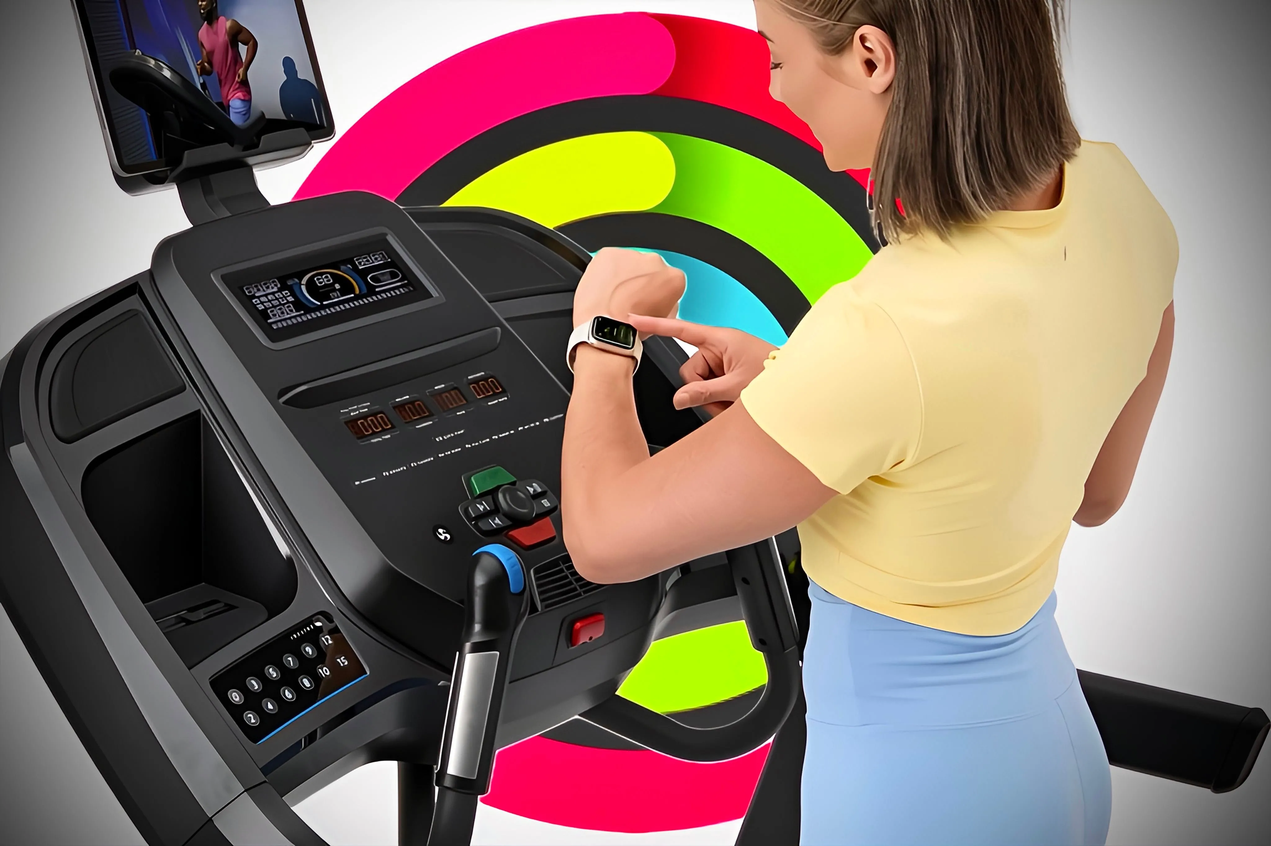Người dùng xác nhận kết nối Apple Watch với máy chạy bộ GymKit để theo dõi tập luyện