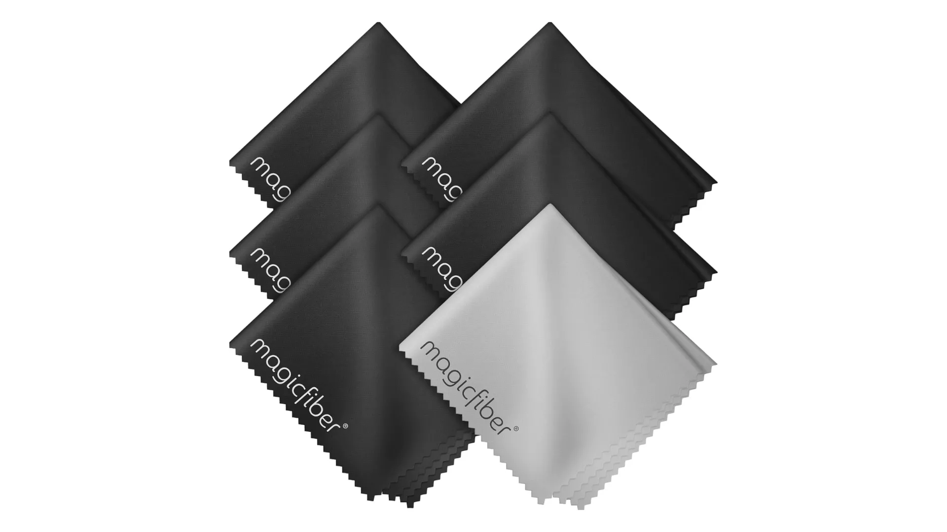 Nhiều chiếc khăn lau microfiber màu xám, chuyên dụng để vệ sinh màn hình và vỏ MacBook.