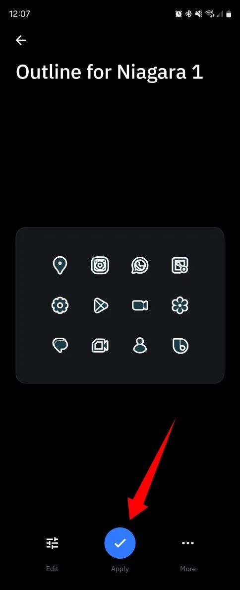 Nút áp dụng cho một chủ đề trong Icon Pack Studio.