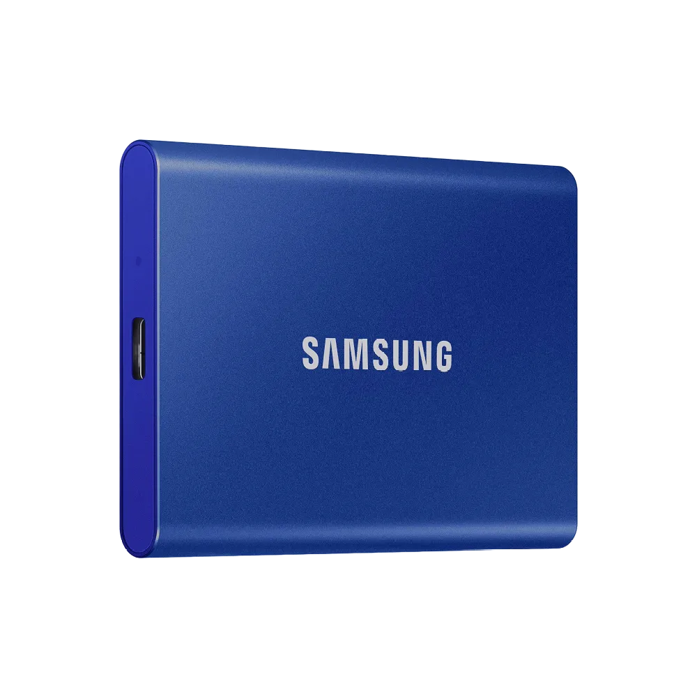 Ổ cứng SSD di động Samsung T7 màu xanh, thiết bị lưu trữ nhanh và nhỏ gọn cần thiết để tạo USB boot Linux