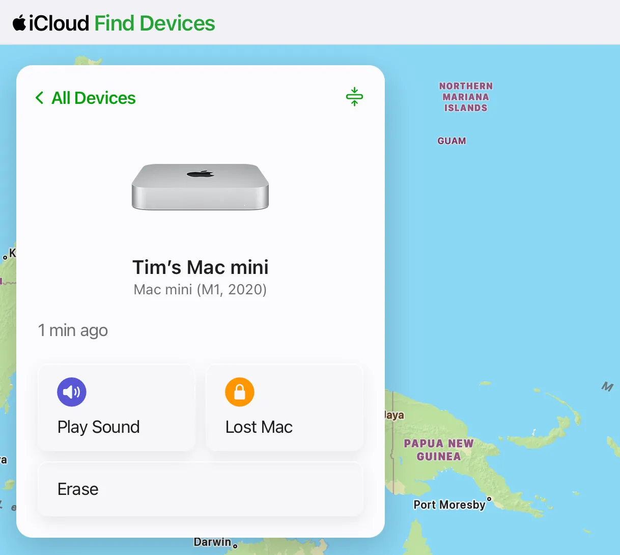Quy trình xóa Mac Mini khỏi tài khoản iCloud thông qua giao diện iCloud.com/find, bước quan trọng để loại bỏ Activation Lock