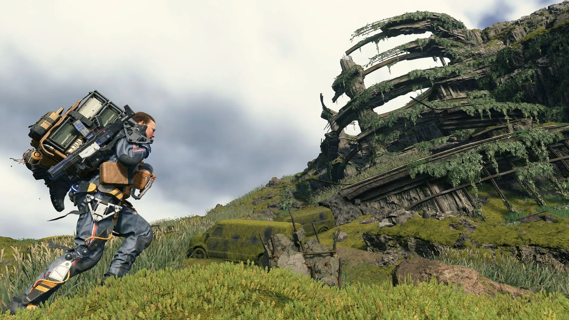 Sam Porter Bridges vận chuyển hàng hóa trong thế giới hậu tận thế của Death Stranding, một game phân cực về trải nghiệm và thông điệp