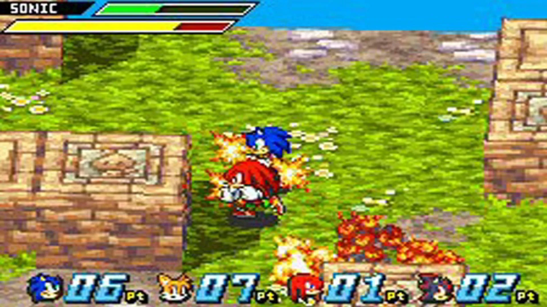 Sonic và Knuckles trong một phân cảnh chiến đấu kịch tính từ tựa game Sonic Battle trên Game Boy Advance, gợi mở khả năng về một phần tiếp theo.