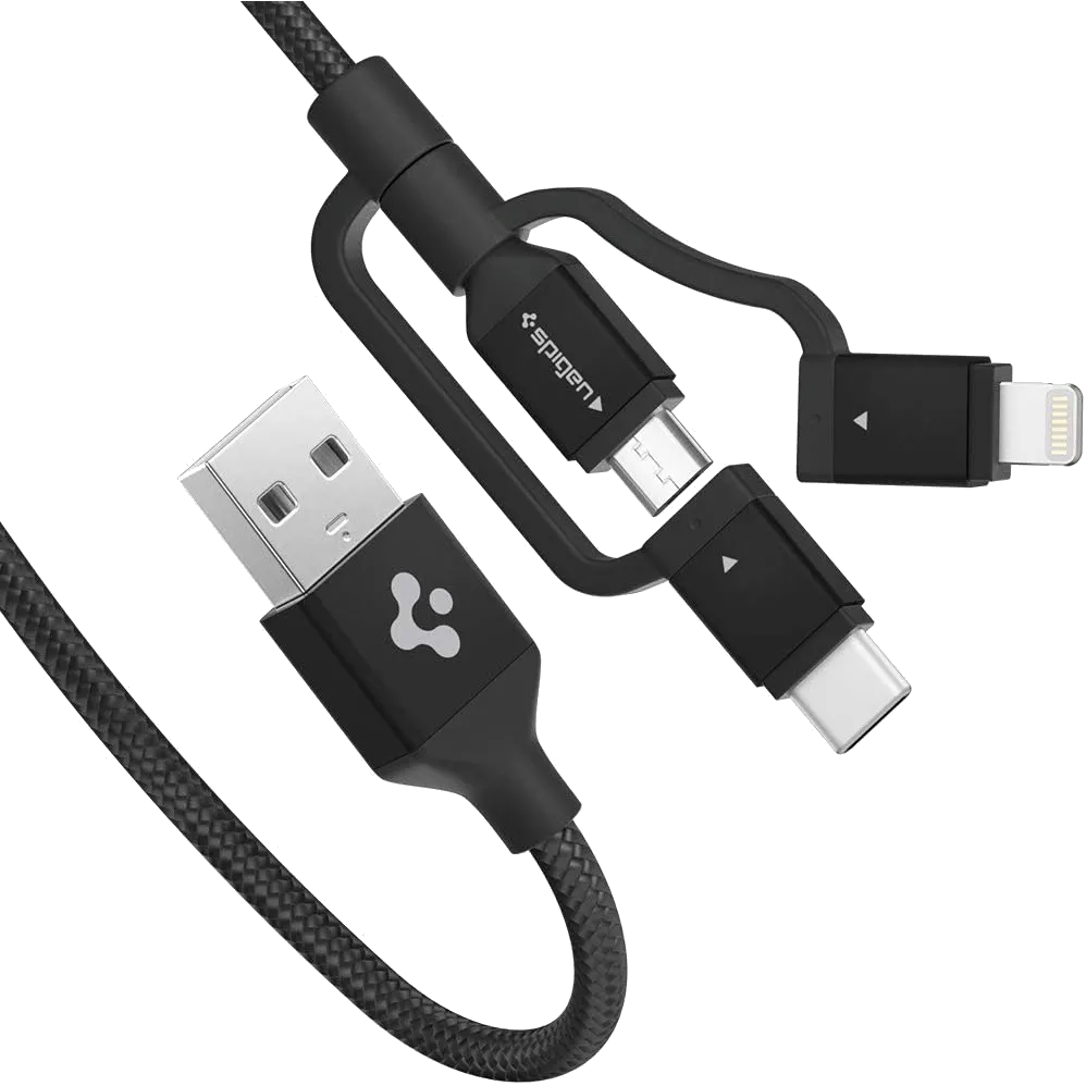 Spigen DuraSync 3-in-1 Universal Charger Cable với các đầu nối