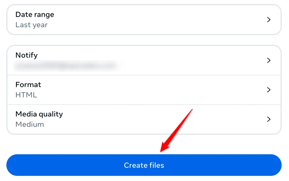 Tạo file để tải xuống dữ liệu cá nhân trên Facebook