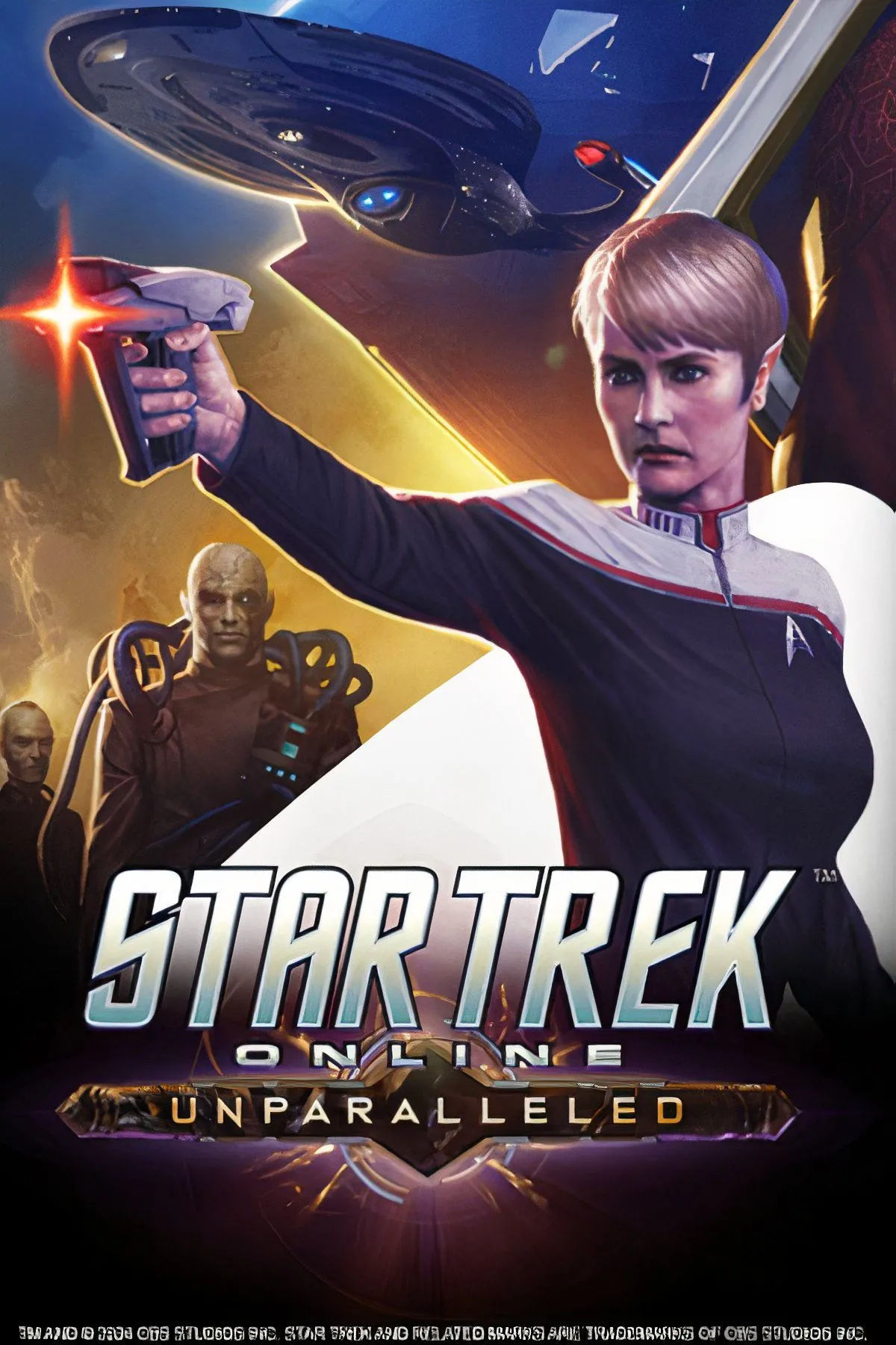 Tàu vũ trụ Liên bang đối đầu trong trận chiến không gian kịch tính của game MMORPG Star Trek Online.