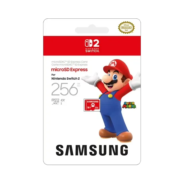 Thẻ nhớ Samsung microSD Express 256GB có hình Mario, tương thích với Nintendo Switch 2