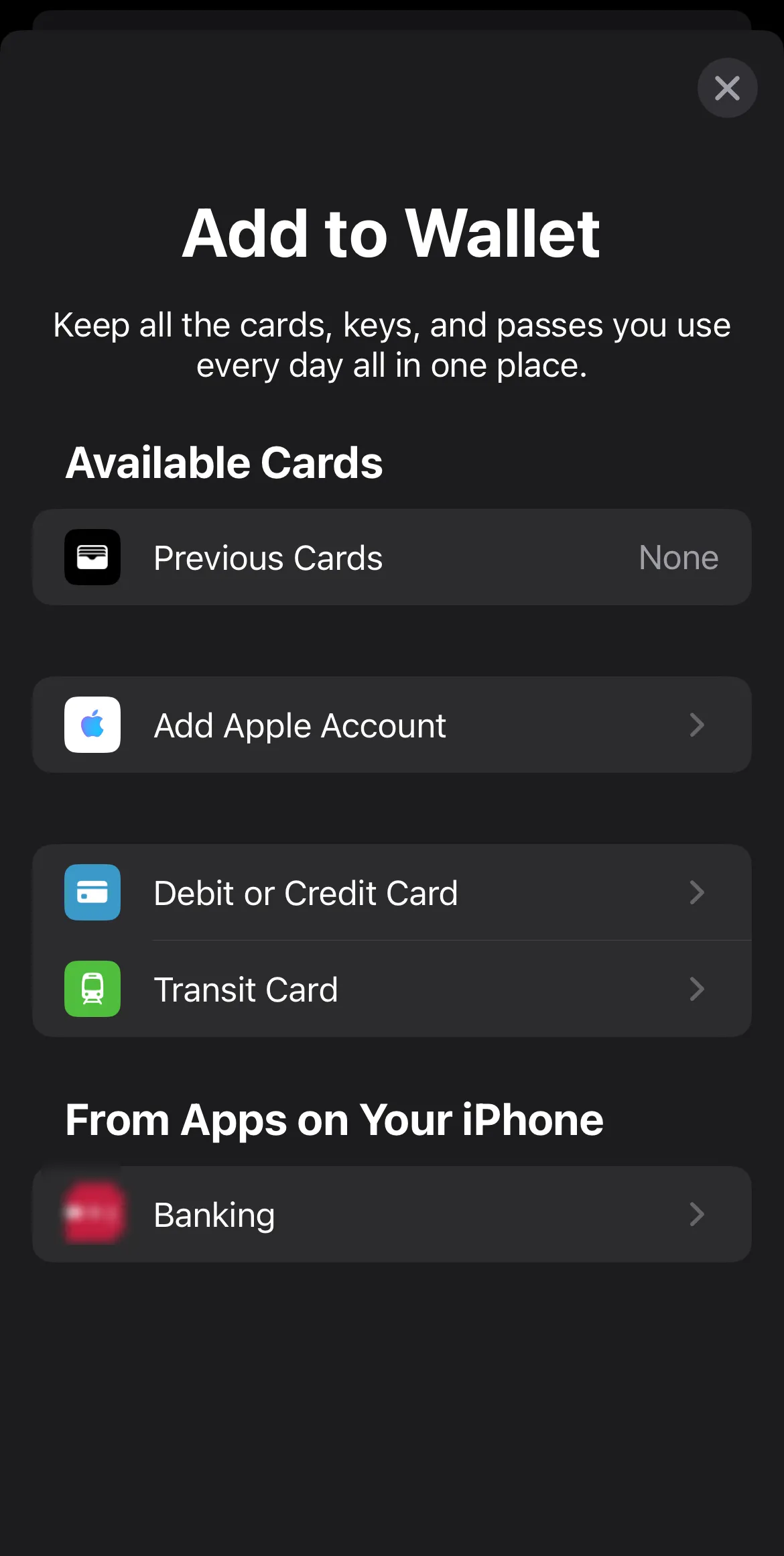 Thêm thẻ vào Apple Wallet