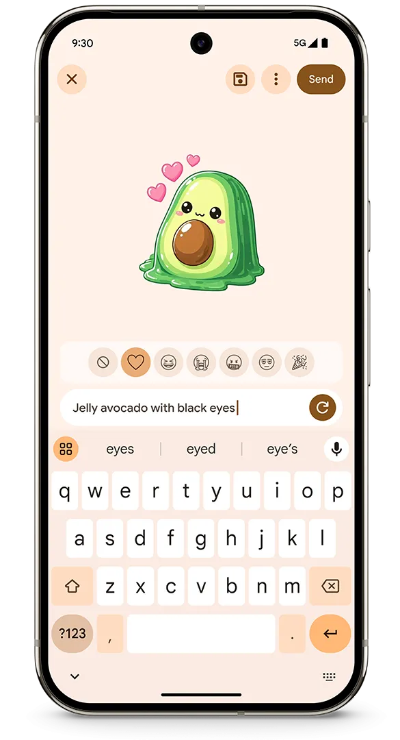 Tính năng Pixel Studio trên Google Pixel cho phép người dùng tạo sticker AI độc đáo trực tiếp từ Gboard.