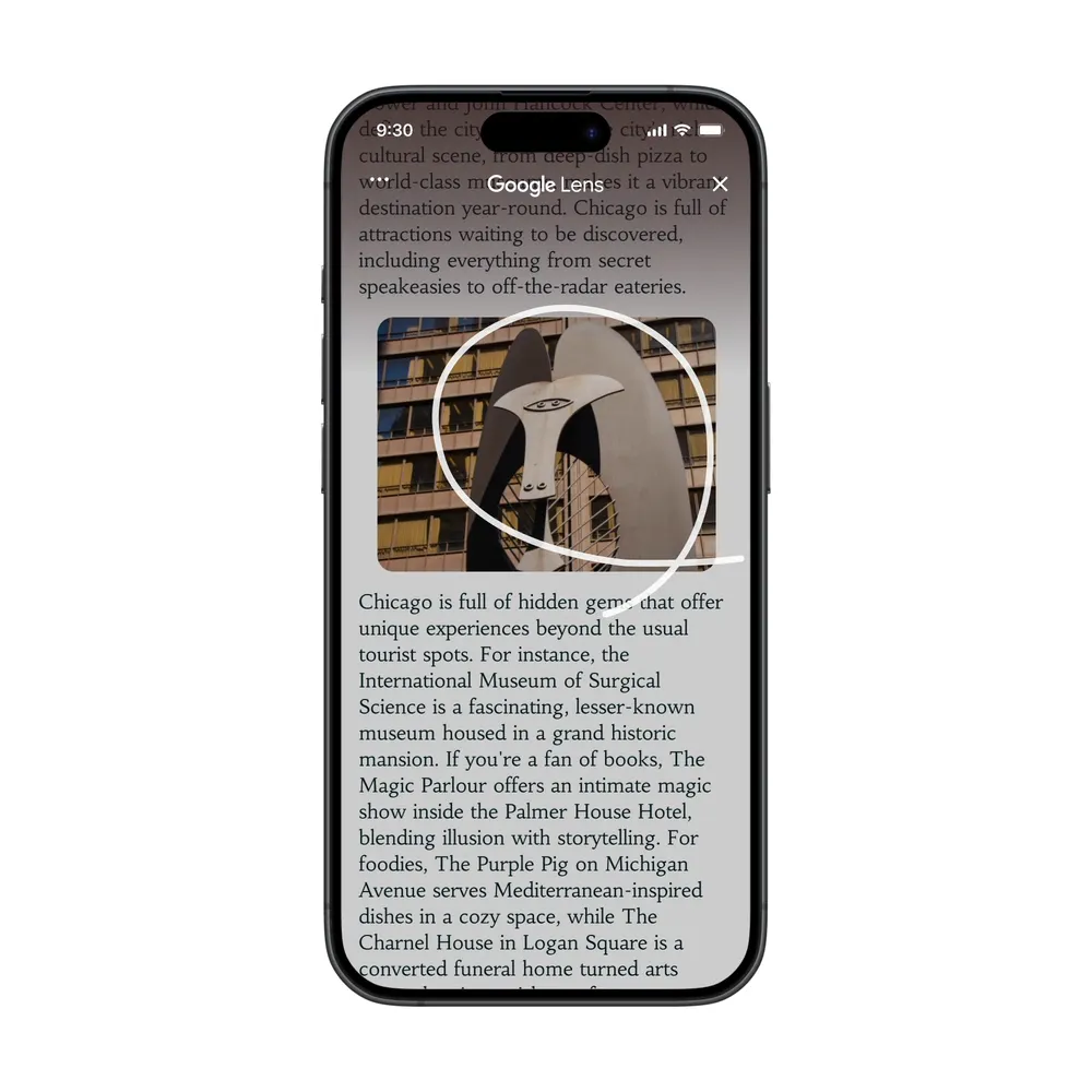 Tính năng tìm kiếm màn hình Google Lens trên iPhone