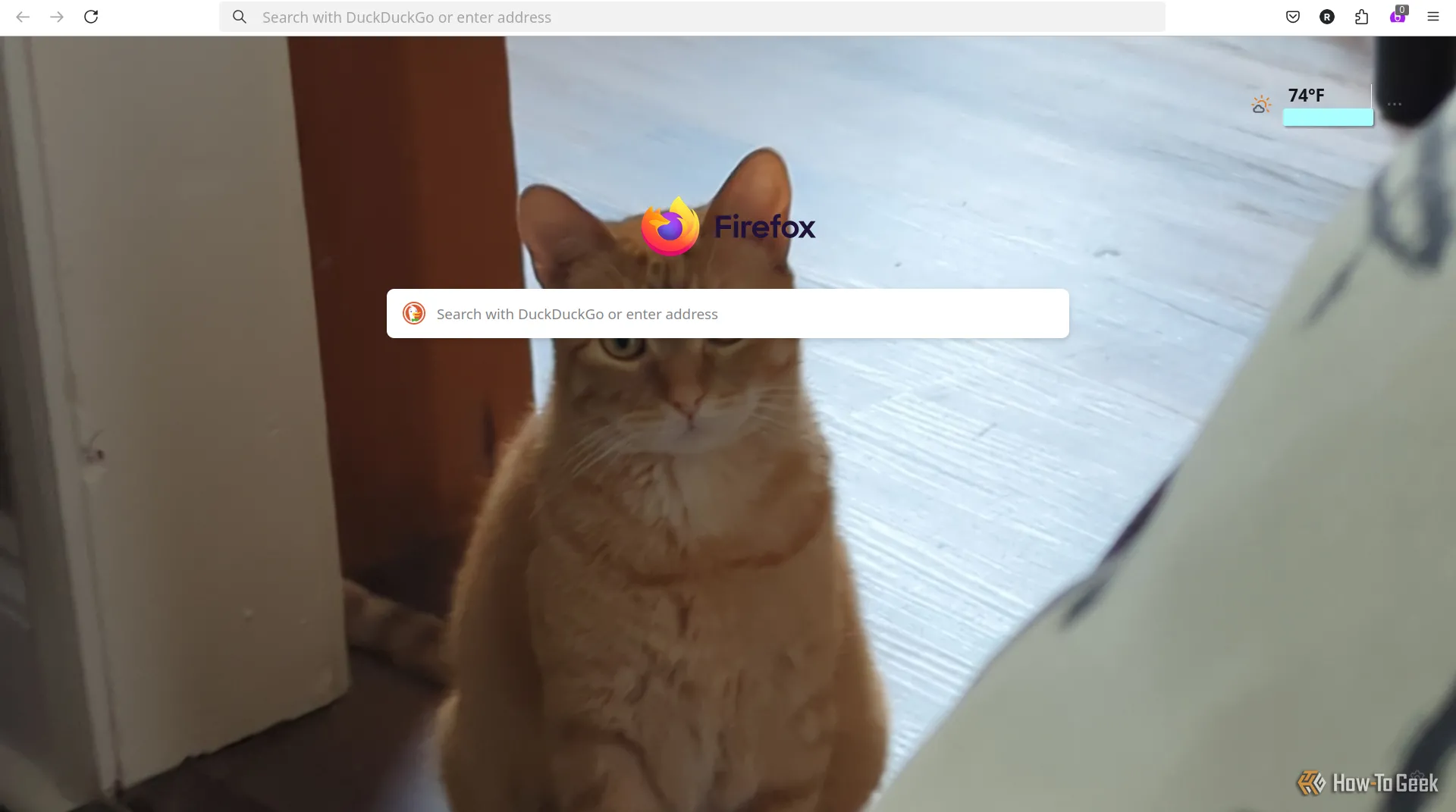Trang chủ Firefox với hình nền tùy chỉnh được áp dụng từ Firefox Labs