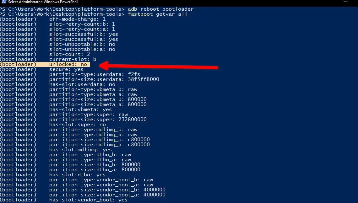 Trạng thái &quot;Bootloader state verified&quot; cho thấy bootloader đang hoạt động an toàn.
