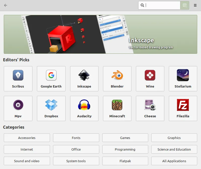 Trình quản lý phần mềm của Linux Mint, cung cấp kho ứng dụng miễn phí phong phú và an toàn