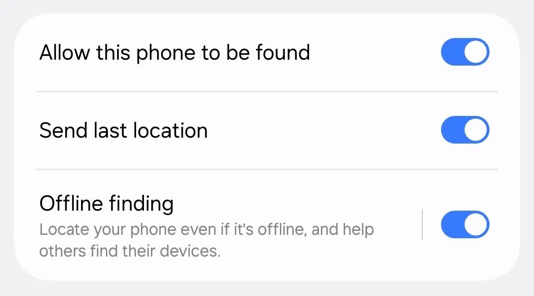 Tùy chọn cho phép tìm điện thoại và gửi vị trí cuối cùng trong Find My Mobile của Samsung
