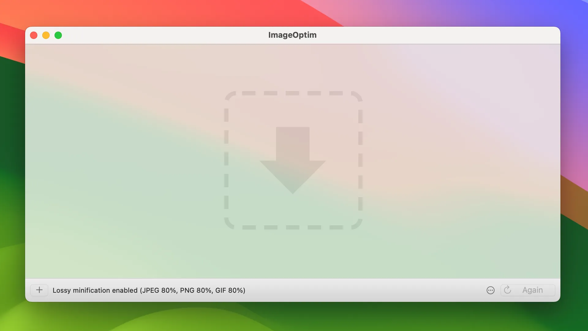 Ứng dụng ImageOptim trên macOS, giúp tối ưu hóa và giảm dung lượng hình ảnh.