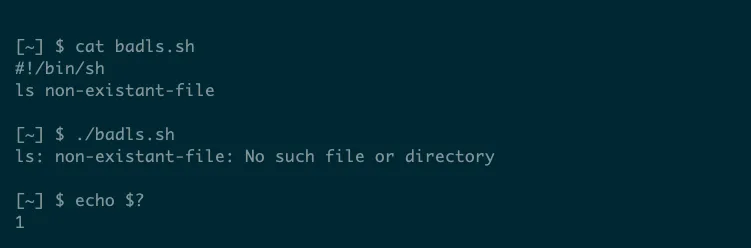 Ví dụ một script shell thoát với mã của lệnh cuối cùng.