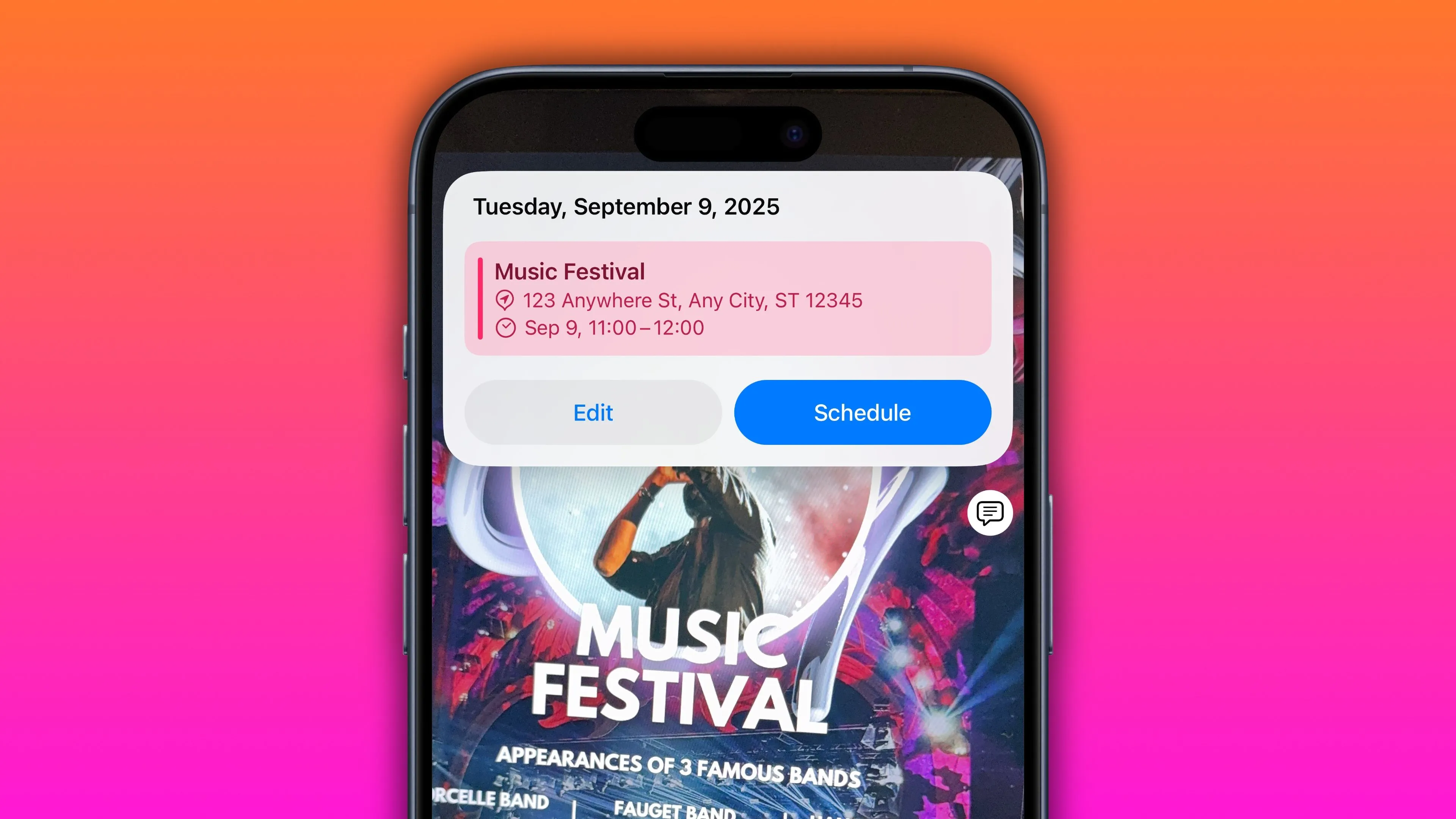 Visual Intelligence trên iPhone nhận diện thông tin sự kiện từ poster để thêm vào lịch.