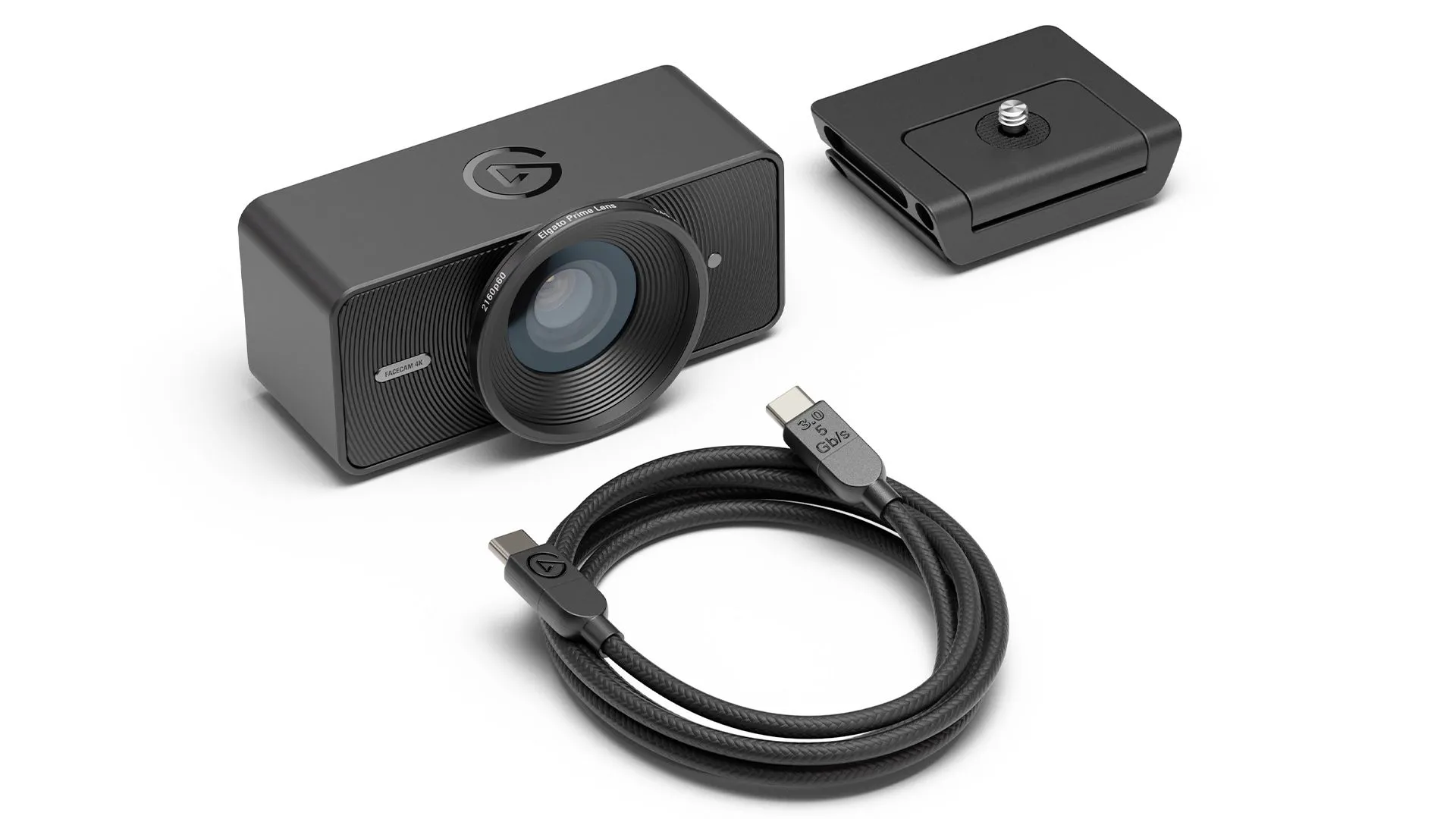 Webcam Elgato Facecam 4K đi kèm cáp USB-C và ngàm gắn màn hình, sẵn sàng cho livestream chuyên nghiệp