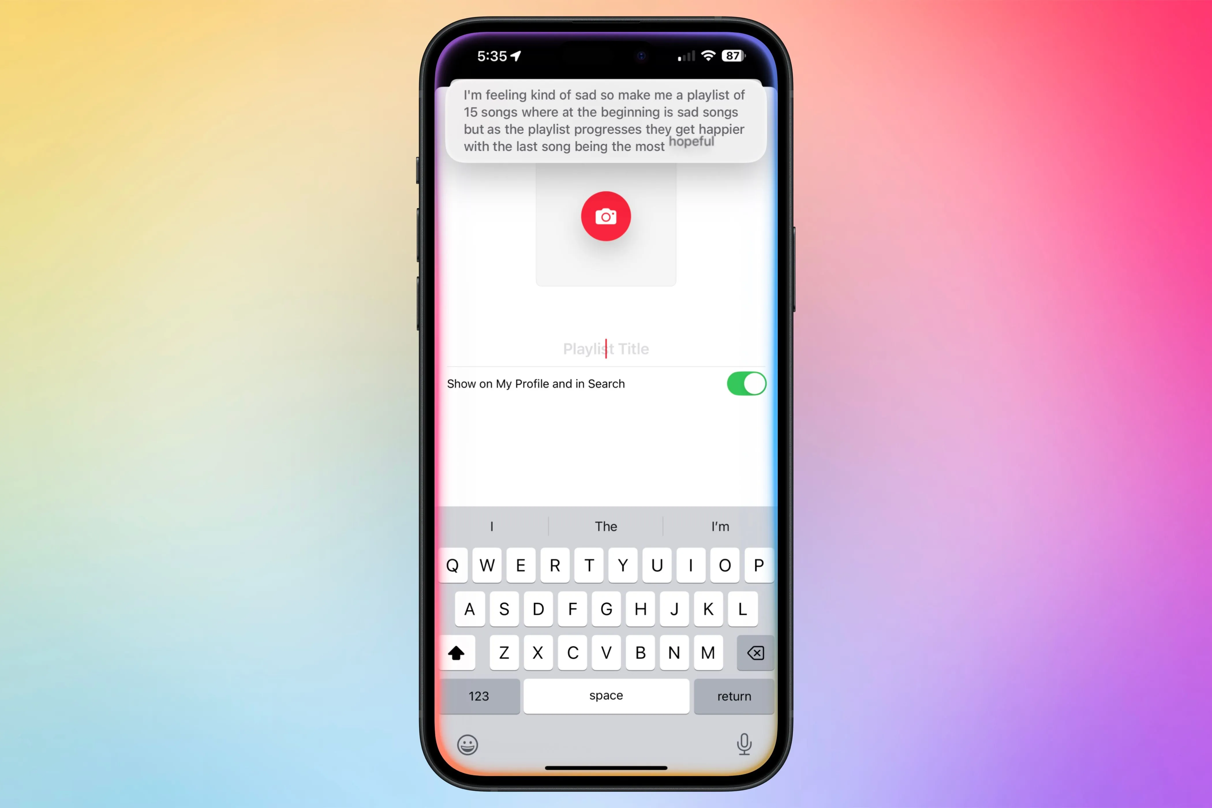 Yêu cầu Siri tạo playlist bằng Apple Intelligence.