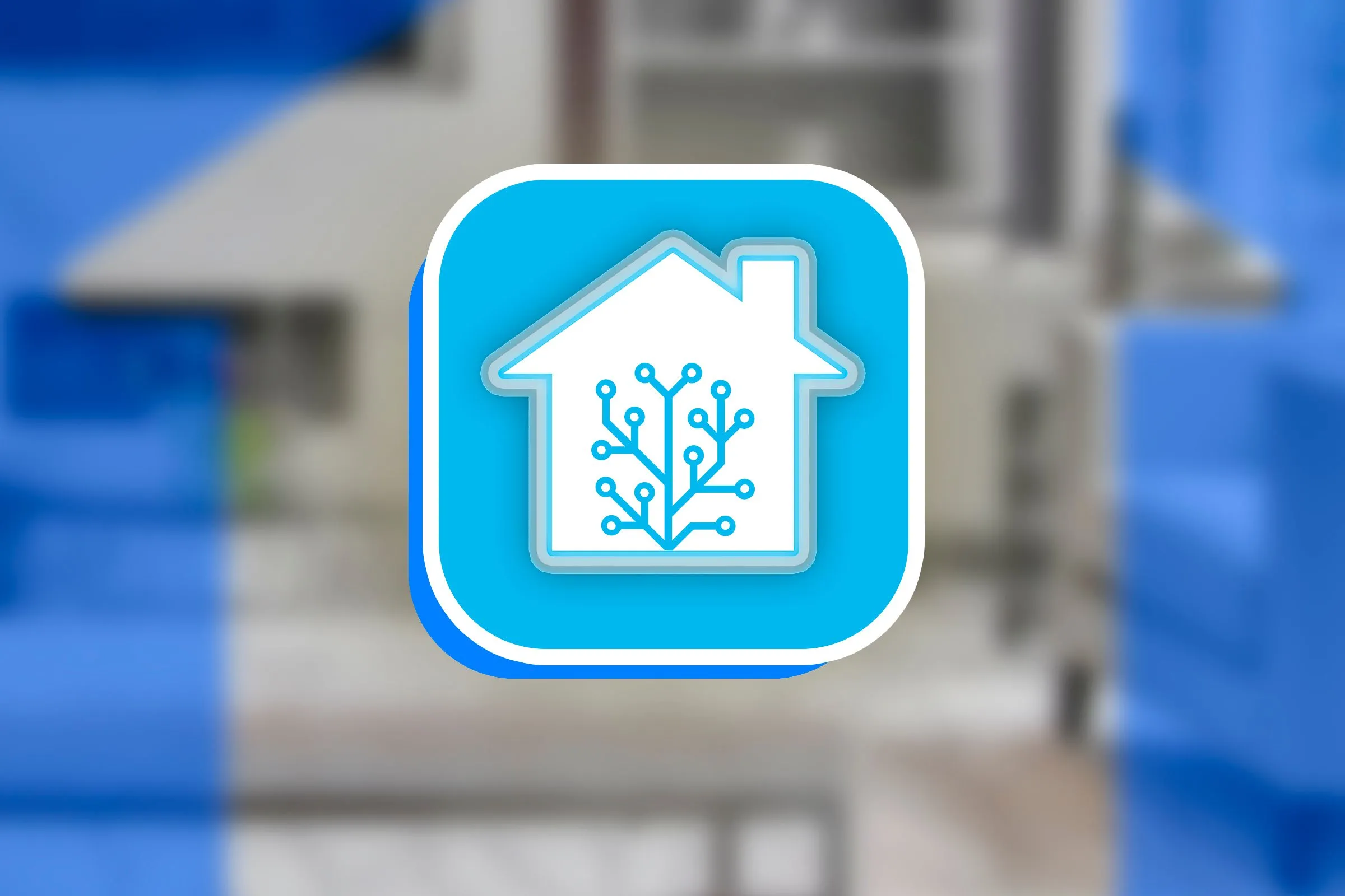 Biểu tượng Home Assistant, phần mềm kiểm soát nhà thông minh nội bộ.