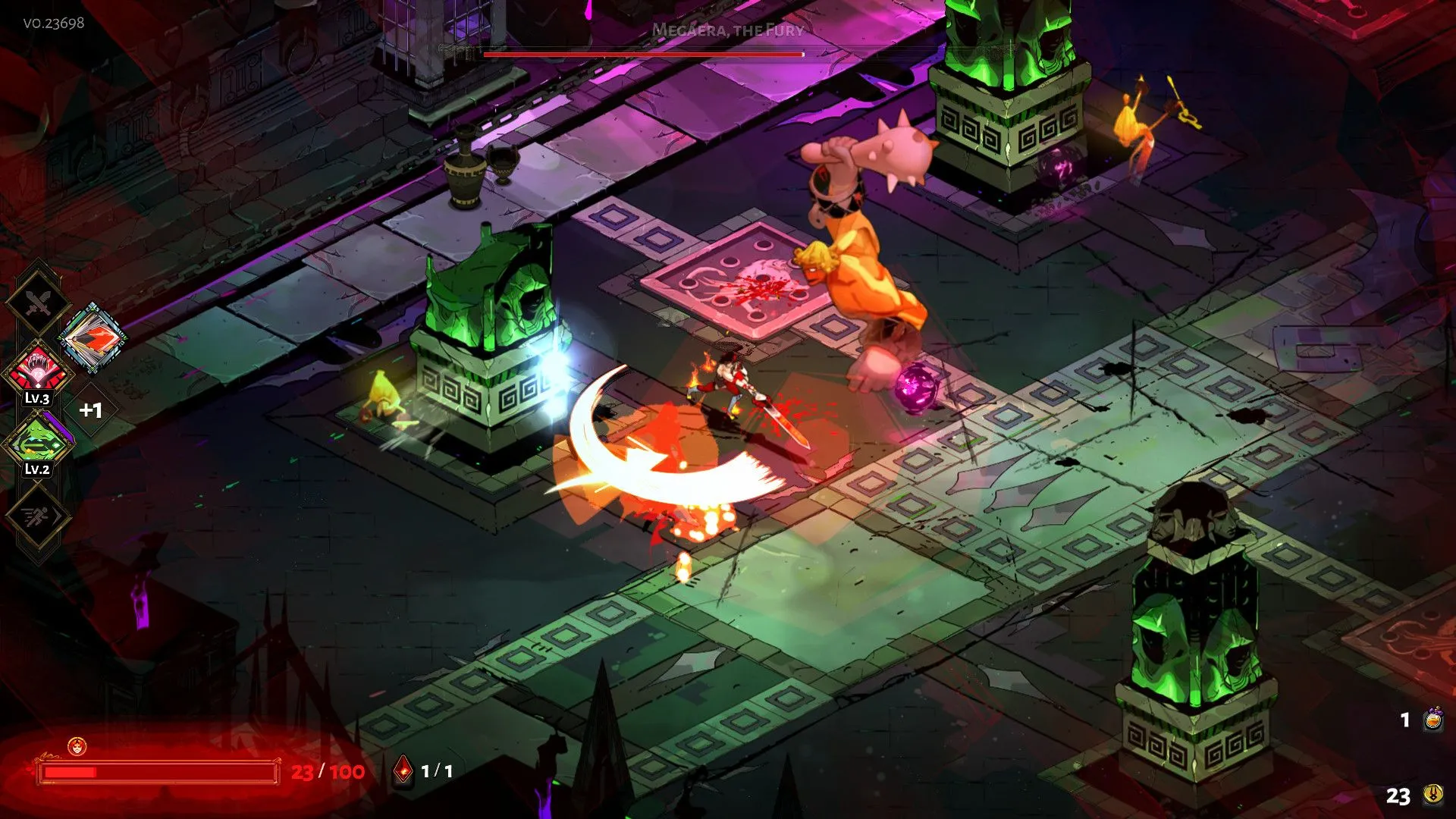Cảnh gameplay Hades: Hoàng tử Zagreus chiến đấu trong ngục tối Underworld
