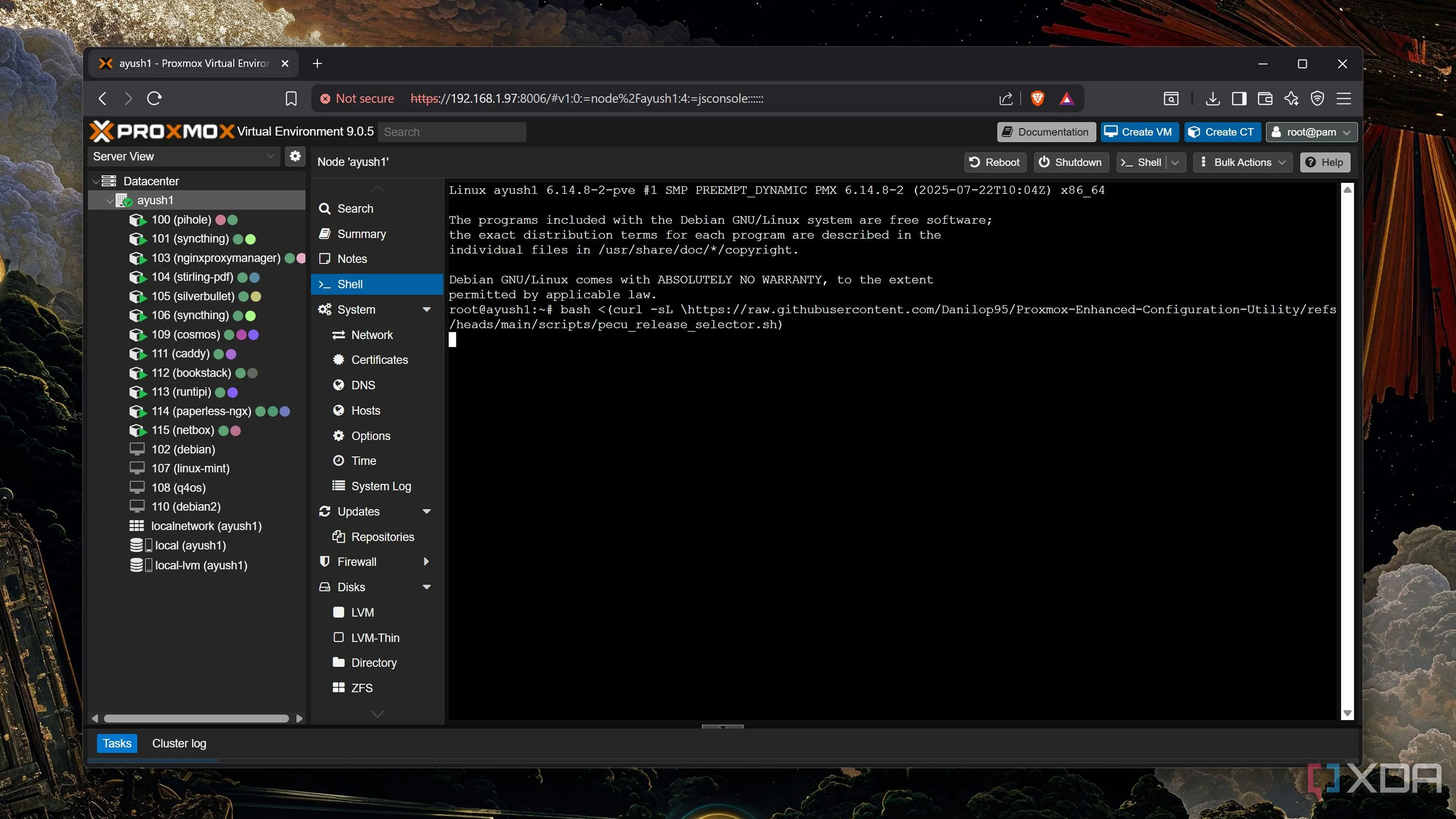 Chạy script PECU trên Proxmox