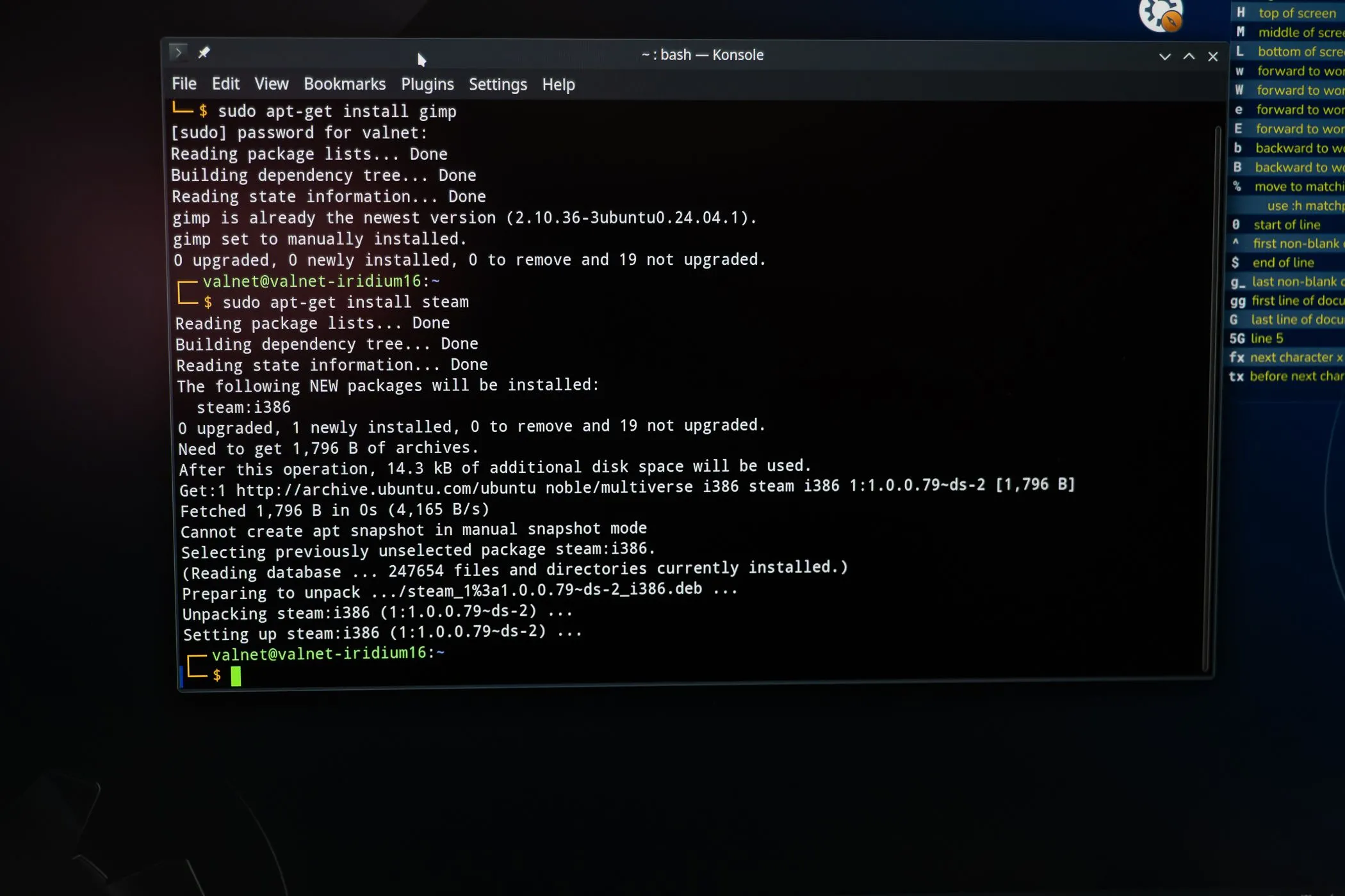 Cửa sổ terminal Linux hiển thị quá trình cài đặt Steam, minh họa việc sử dụng dòng lệnh trên Linux.