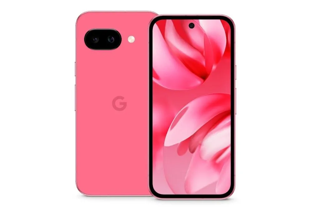 Điện thoại Google Pixel 9a màu hồng trẻ trung với thiết kế đặc trưng.