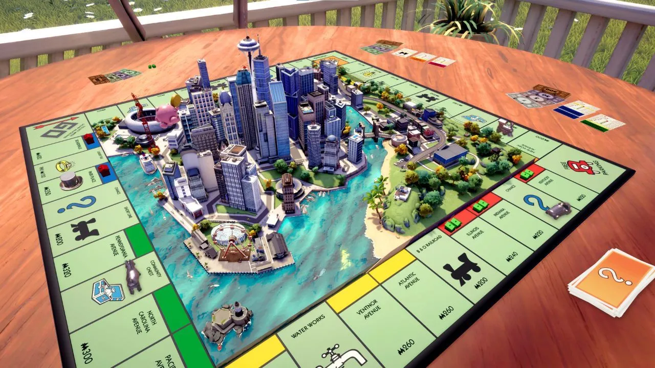 Giao diện game Monopoly trên Nintendo Switch, minh họa phiên bản kỹ thuật số của game tỷ phú