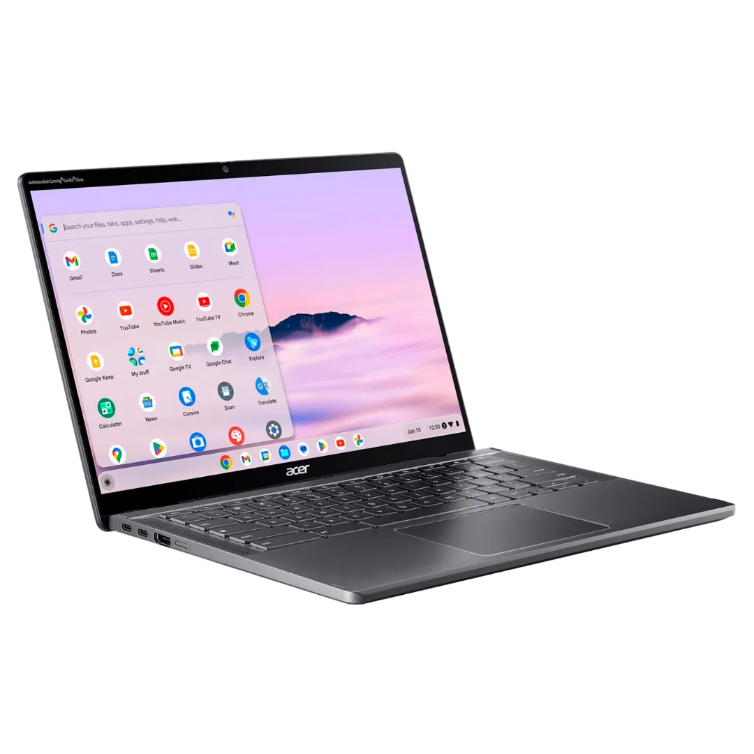 Laptop Acer Chromebook Plus Spin 714 màu xám thép với màn hình hiển thị