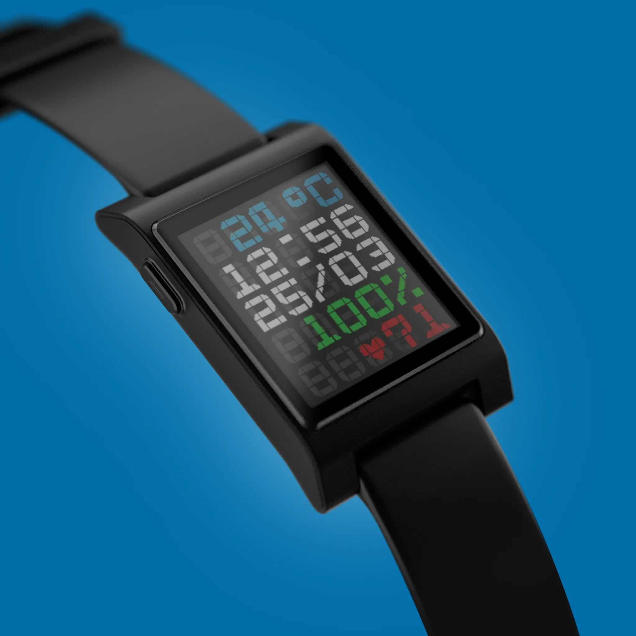 Smartwatch Pebble Core Time 2 màu đen hiển thị màn hình e-paper màu sắc.