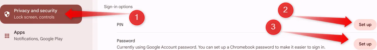 Thiết lập mã PIN và mật khẩu cho màn hình khóa Chromebook