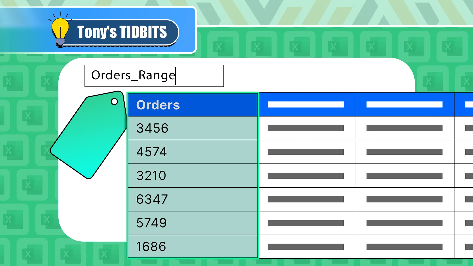 Bảng Excel hiển thị cách đặt tên cho một ô dữ liệu (named range) trong Name Box