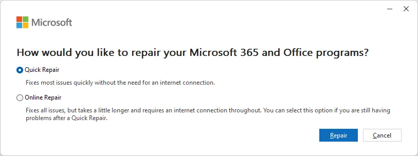 Các tùy chọn sửa chữa Windows 11 cho Microsoft 365