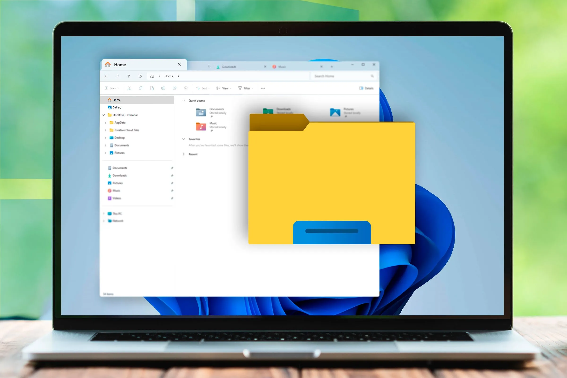 Giao diện File Explorer của Windows 11 với các tập tin được sắp xếp hợp lý, tượng trưng cho việc quản lý dữ liệu hiệu quả trên PC