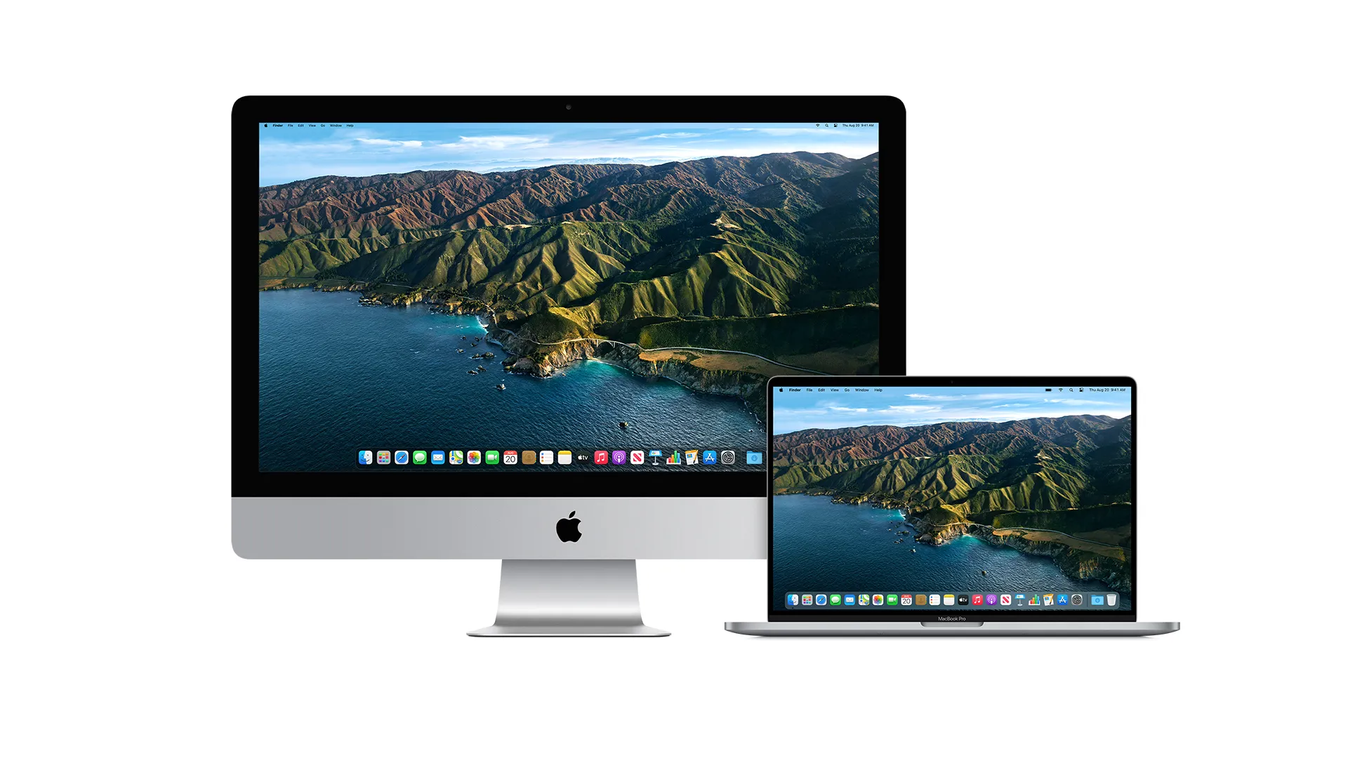 Giao diện macOS Big Sur trên iMac và MacBook, thể hiện hệ điều hành cũ đã hết hỗ trợ.