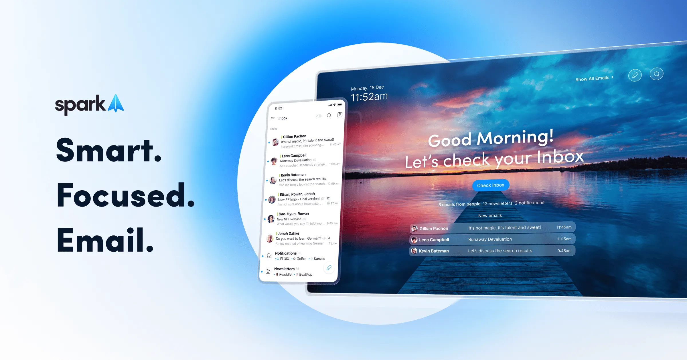 Giao diện Spark Mail trên cả thiết bị di động và máy tính để bàn