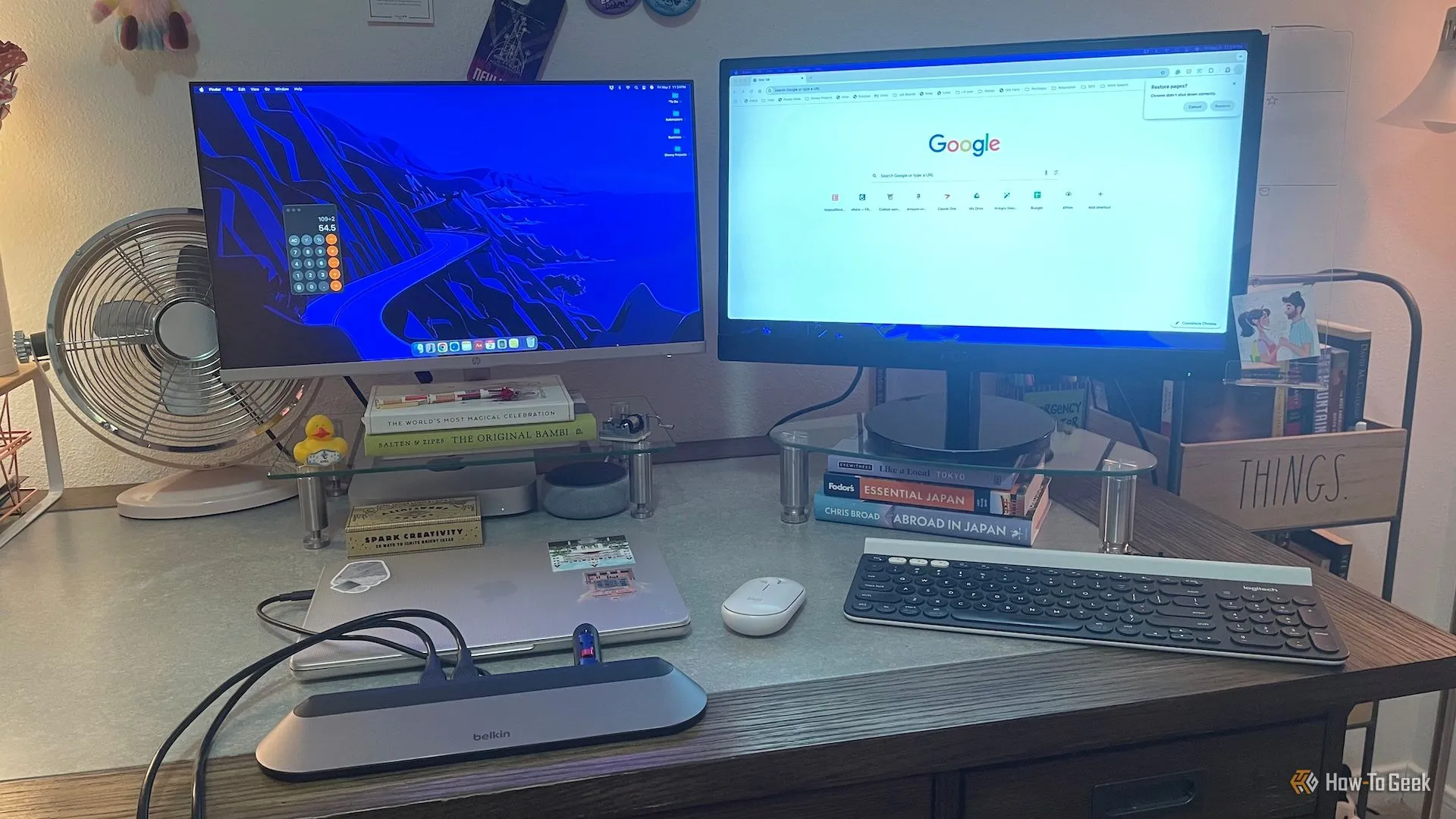 Hệ thống làm việc với dock Belkin Connect 11-in-1 USB-C Pro Dock kết nối hai màn hình, tối ưu cho người dùng chuyên nghiệp