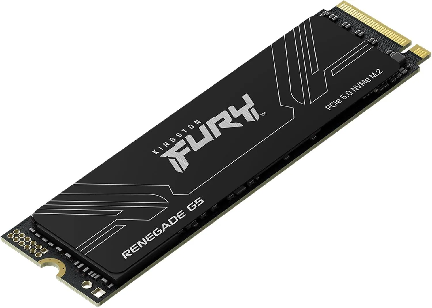 Hình ảnh Kingston FURY Renegade G5 SSD với thiết kế tản nhiệt, minh họa tốc độ PCIe 5.0