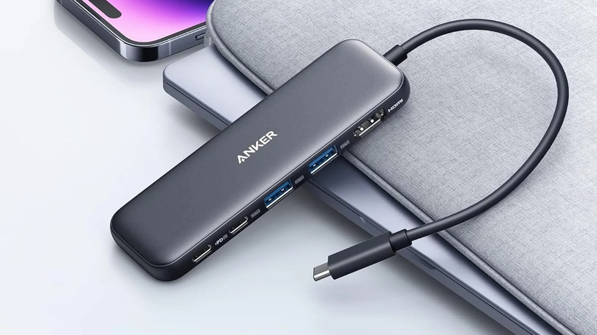 Hub USB-C Anker 332 màu xám bạc