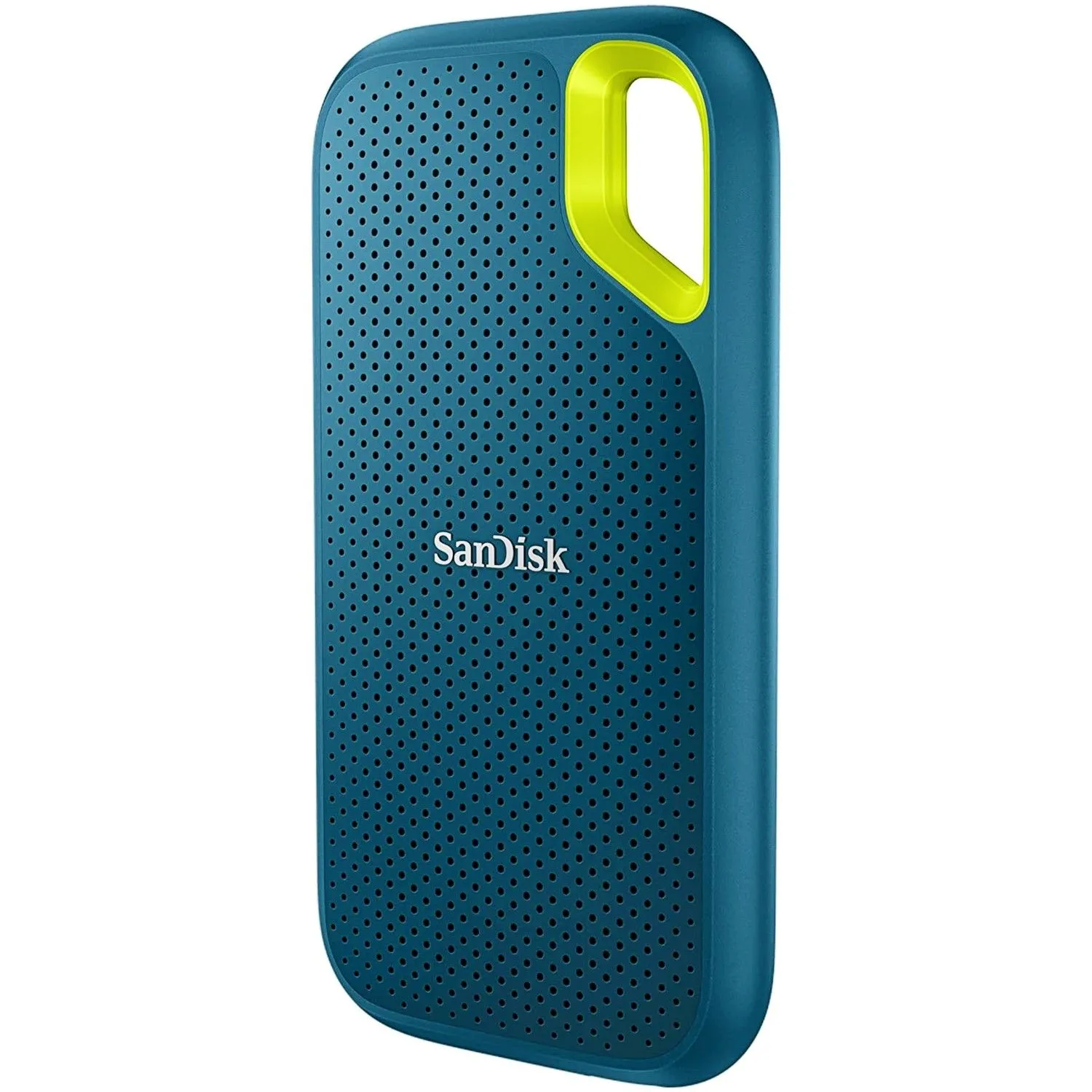 Ổ cứng SSD di động SanDisk 4TB Extreme Portable màu đen trên nền trắng, nổi bật thiết kế nhỏ gọn và bền bỉ.